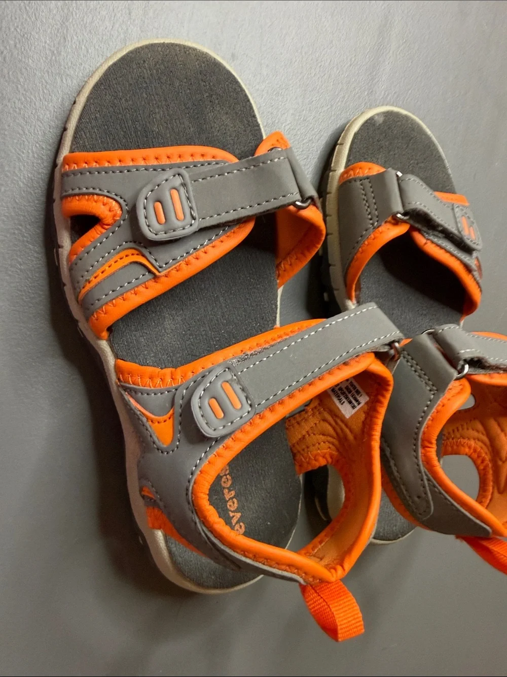 Kids' Gray and Orange Active Sandals. Size 1
